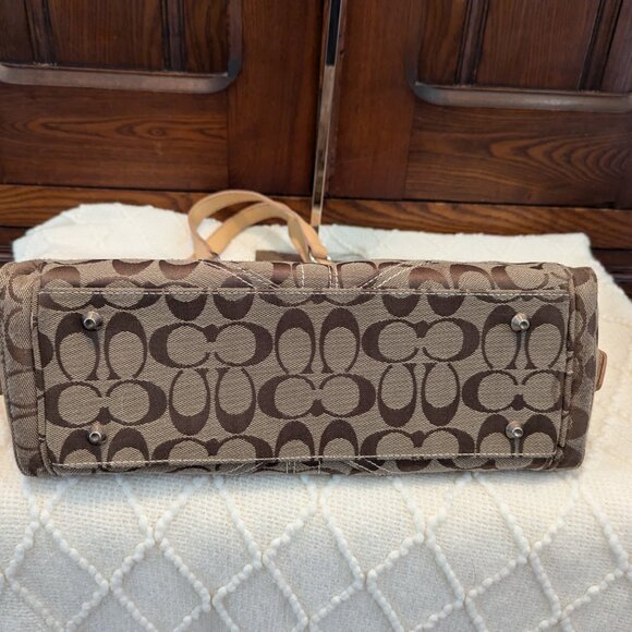 Coach Vintage Y2K Classic C Logo Soho Mini Boston Tan Canvas Leather Handbag - Picture 6 of 12